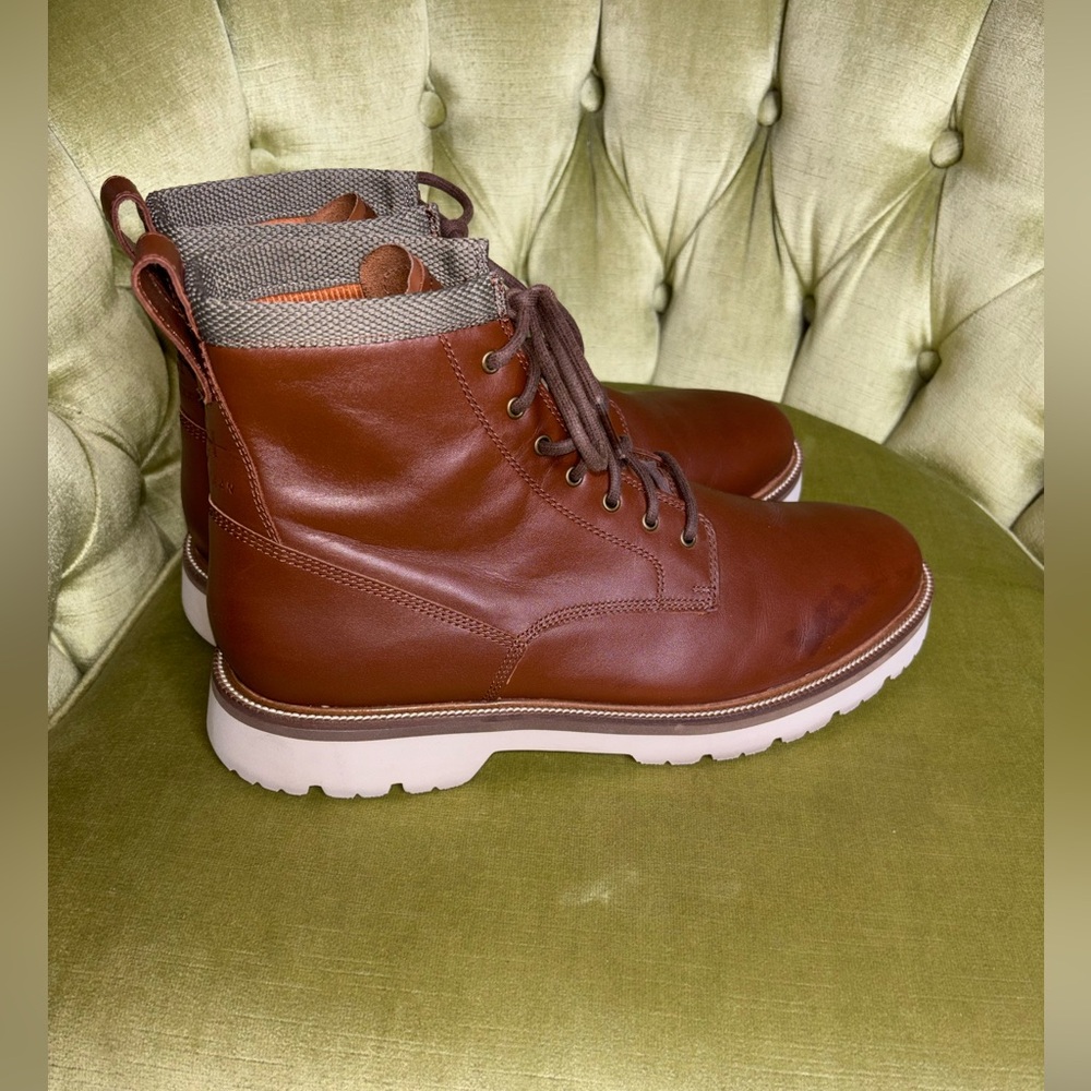 COLE HAAN American Classics Plain Toe Boot Waterproof British Tan /Egret Size 12 - Picture 4 of 11